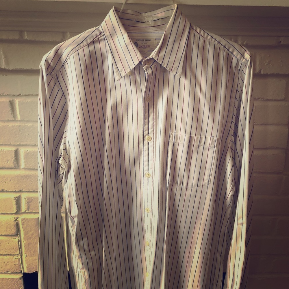 J Crew Pinstripe Long Sleeve Oxford